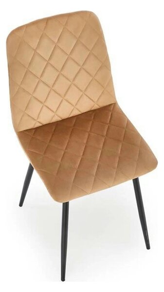 Scaun K525, bej/negru, stofa catifelata/metal, 45x55x89 cm