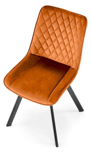 Scaun rotativ K520, caramiziu/negru, stofa catifelata/metal, 45x63x80