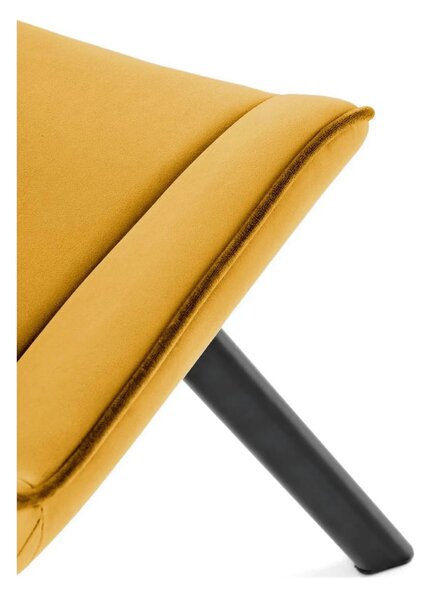 Scaun rotativ K520, galben mustar/negru, stofa catifelata/metal, 45x63