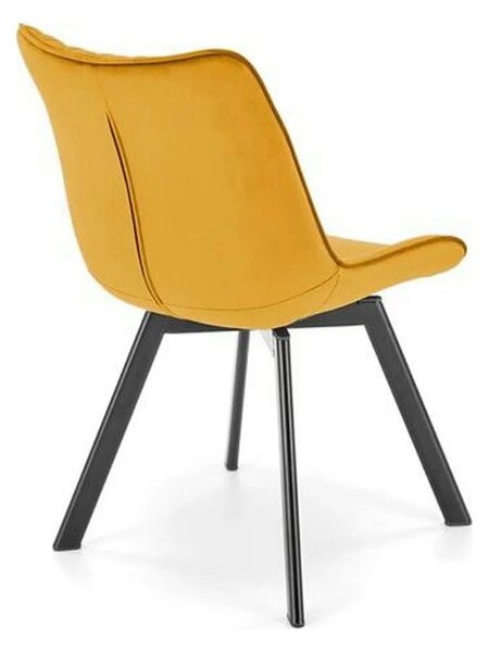 Scaun rotativ K520, galben mustar/negru, stofa catifelata/metal, 45x63