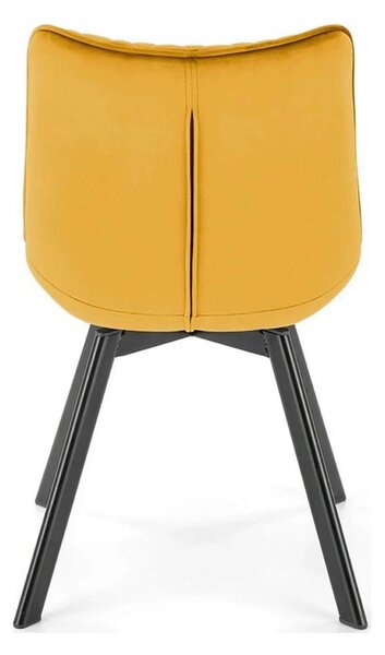 Scaun rotativ K520, galben mustar/negru, stofa catifelata/metal, 45x63