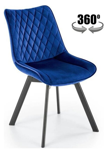 Scaun rotativ K520, albastru inchis, stofa catifelata/metal, 45x63x80
