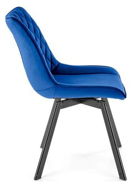 Scaun rotativ K520, albastru inchis, stofa catifelata/metal, 45x63x80