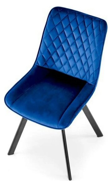 Scaun rotativ K520, albastru inchis, stofa catifelata/metal, 45x63x80