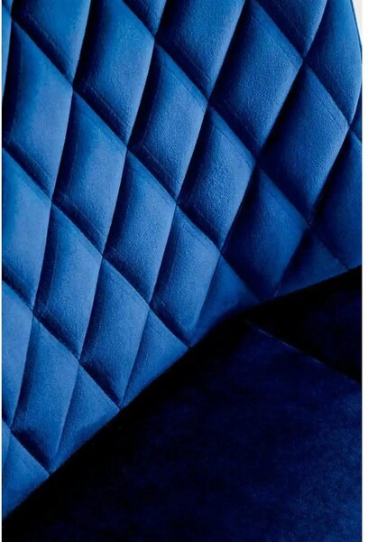Scaun rotativ K520, albastru inchis, stofa catifelata/metal, 45x63x80