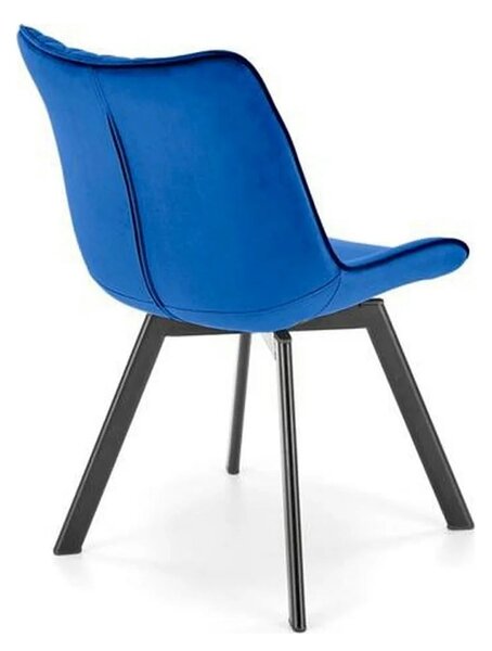 Scaun rotativ K520, albastru inchis, stofa catifelata/metal, 45x63x80