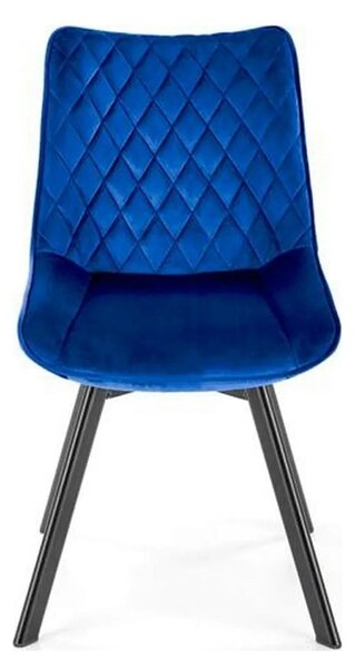 Scaun rotativ K520, albastru inchis, stofa catifelata/metal, 45x63x80