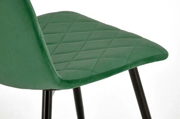 Scaun K525, verde inchis/negru, stofa catifelata/metal, 45x55x89 cm