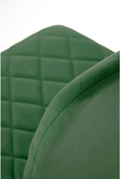 Scaun K525, verde inchis/negru, stofa catifelata/metal, 45x55x89 cm