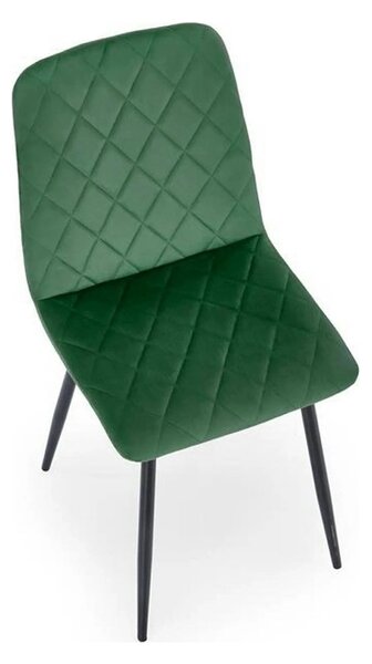Scaun K525, verde inchis/negru, stofa catifelata/metal, 45x55x89 cm