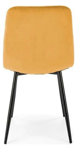 Scaun K525, galben/negru, stofa catifelata/metal, 45x55x89 cm