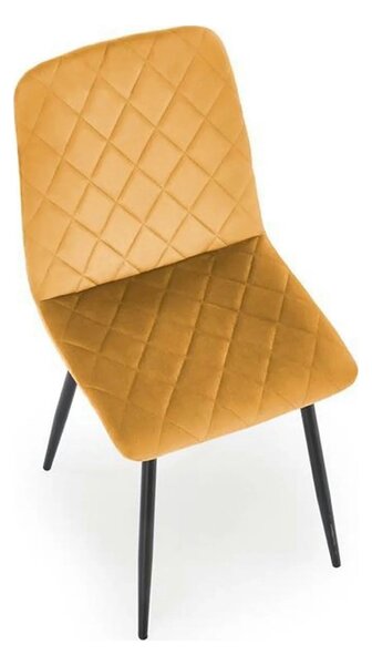 Scaun K525, galben/negru, stofa catifelata/metal, 45x55x89 cm