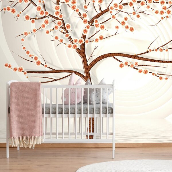 Tapet copac modern pe fundal abstract