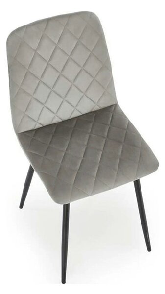 Scaun K525, gri/negru, stofa catifelata/metal, 45x55x89 cm