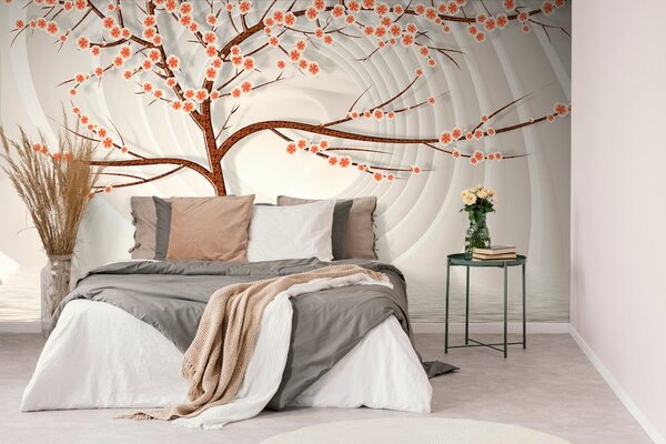 Tapet copac modern pe fundal abstract