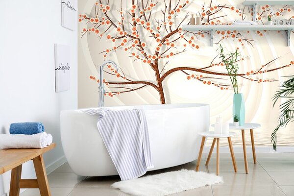 Tapet copac modern pe fundal abstract