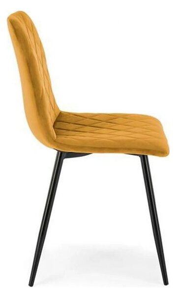 Scaun K525, galben/negru, stofa catifelata/metal, 45x55x89 cm