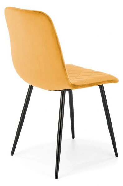 Scaun K525, galben/negru, stofa catifelata/metal, 45x55x89 cm