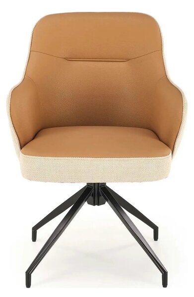 Scaun rotativ K527, maro/bej/negru, stofa clasica/piele ecologica/meta