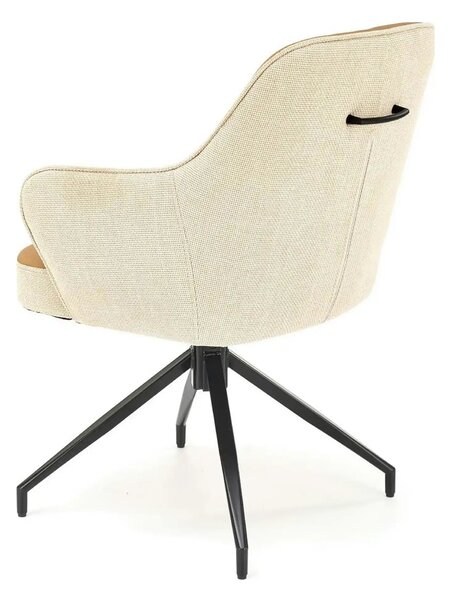 Scaun rotativ K527, maro/bej/negru, stofa clasica/piele ecologica/meta