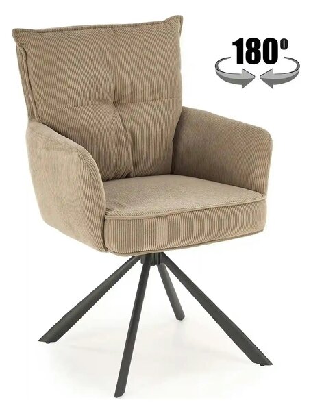 Scaun rotativ K528, cappucino/negru, stofa catifelata/metal, 60x67x90