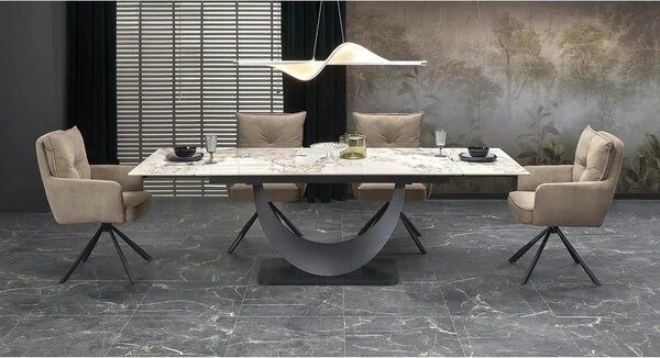 Scaun rotativ K528, cappucino/negru, stofa catifelata/metal, 60x67x90