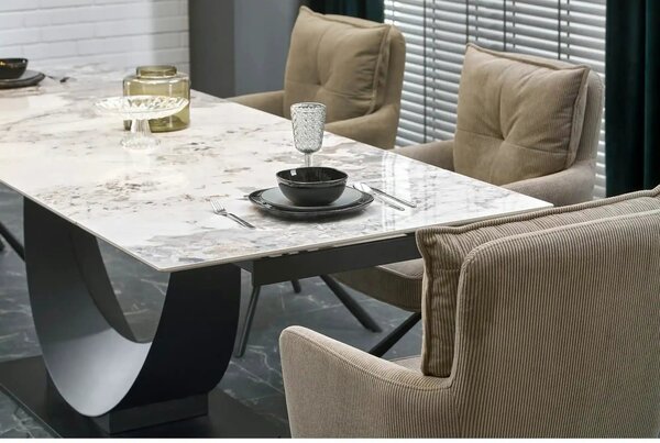 Scaun rotativ K528, cappucino/negru, stofa catifelata/metal, 60x67x90