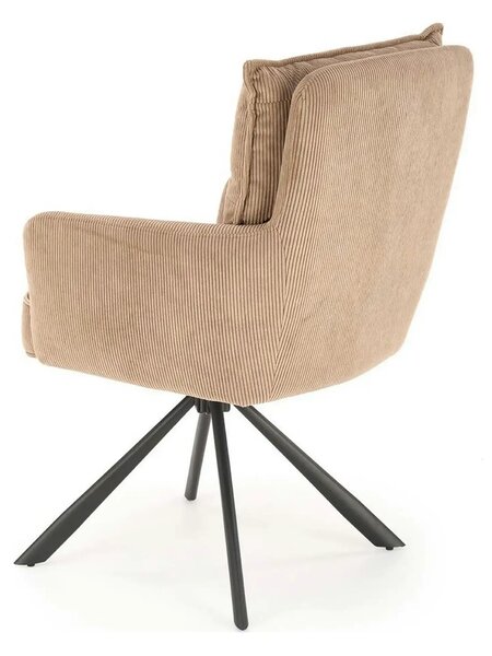 Scaun rotativ K528, cappucino/negru, stofa catifelata/metal, 60x67x90