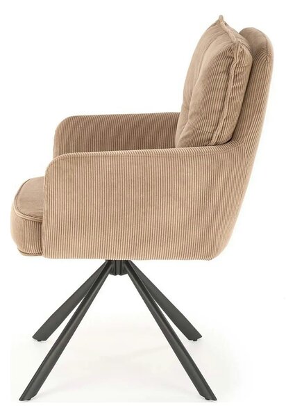 Scaun rotativ K528, cappucino/negru, stofa catifelata/metal, 60x67x90