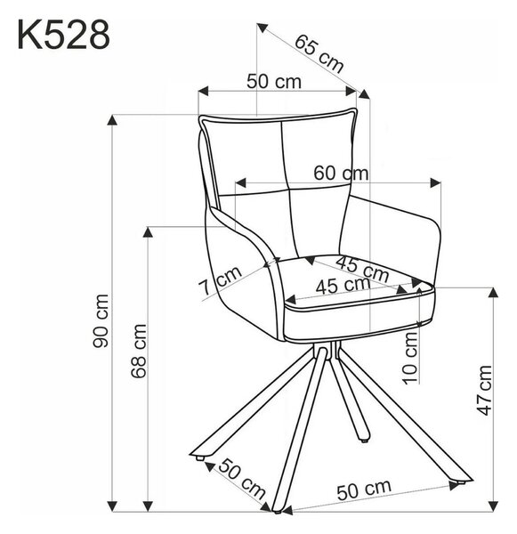 Scaun rotativ K528, cappucino/negru, stofa catifelata/metal, 60x67x90