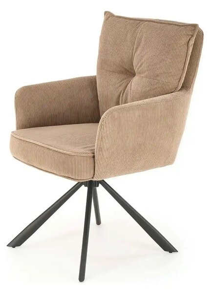 Scaun rotativ K528, cappucino/negru, stofa catifelata/metal, 60x67x90