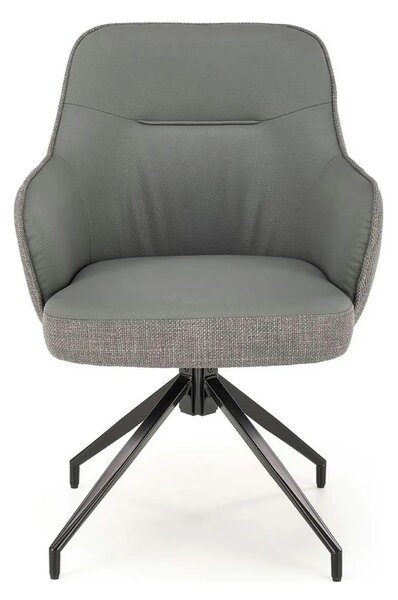 Scaun rotativ K527, gri/negru, stofa clasica/piele ecologica/metal, 60