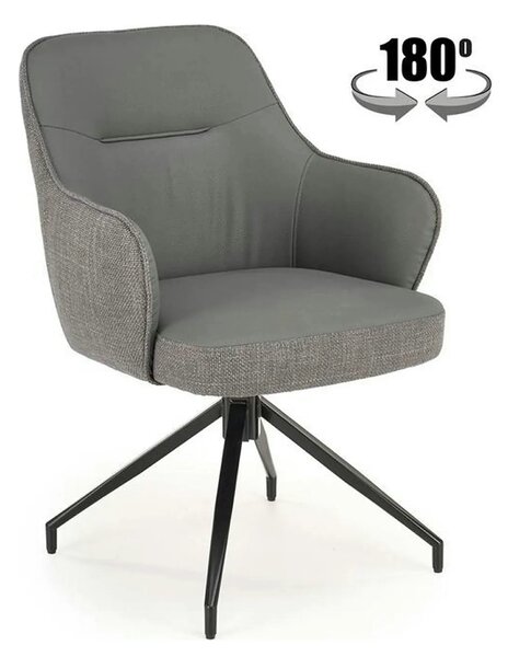 Scaun rotativ K527, gri/negru, stofa clasica/piele ecologica/metal, 60