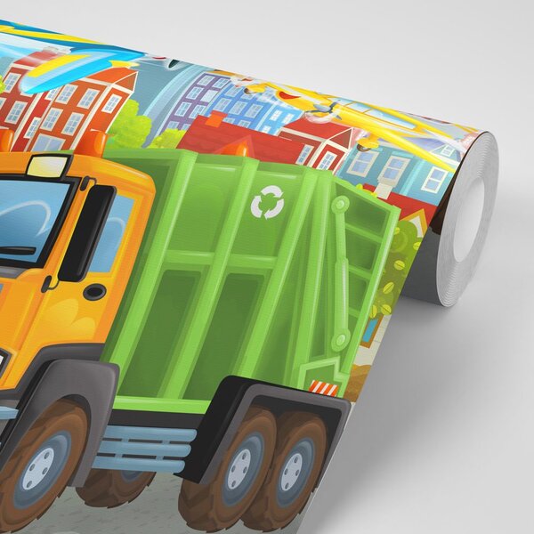 Tapet camion de gunoi în oraș