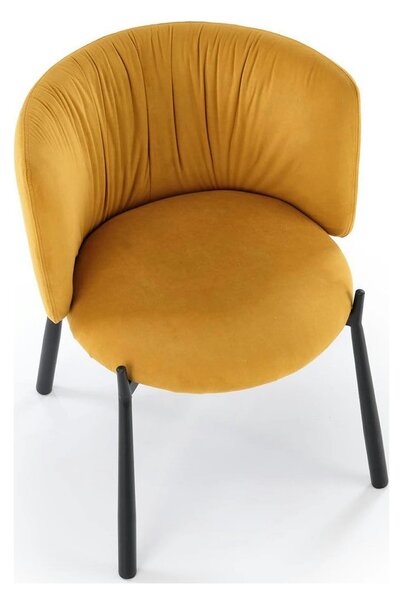 Scaun K531, galben mustar/negru, stofa catifelata/metal, 60x58x76 cm