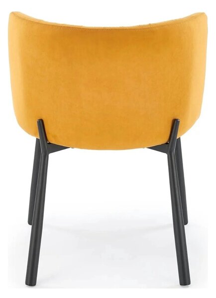 Scaun K531, galben mustar/negru, stofa catifelata/metal, 60x58x76 cm
