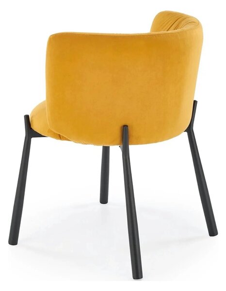 Scaun K531, galben mustar/negru, stofa catifelata/metal, 60x58x76 cm