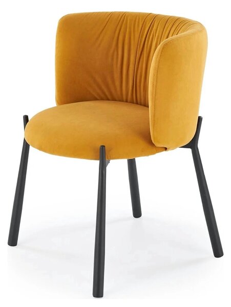 Scaun K531, galben mustar/negru, stofa catifelata/metal, 60x58x76 cm