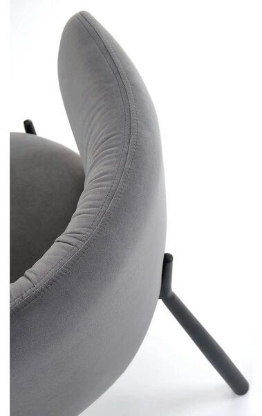 Scaun K531, gri/negru, stofa catifelata/metal, 60x58x76 cm