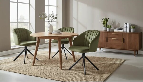 Scaun rotativ K533, verde/negru, stofa clasica/metal, 57x60x80 cm