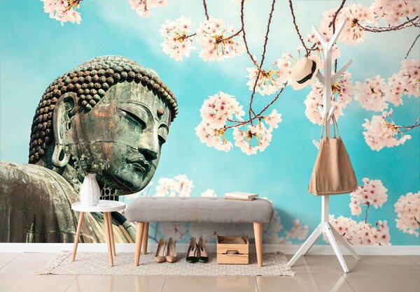 Fototapet Statuia Buddha cu cireș