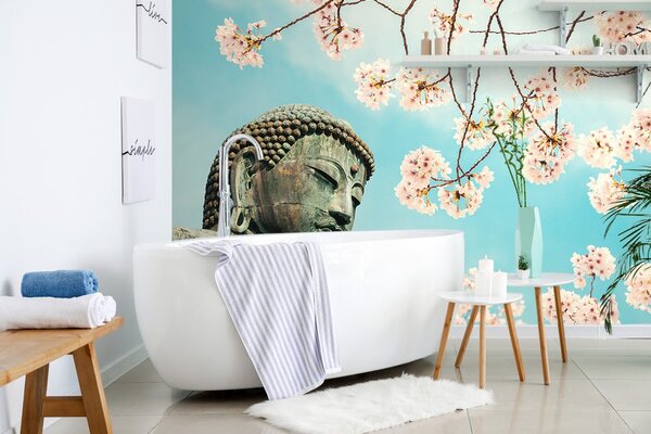 Fototapet Statuia Buddha cu cireș