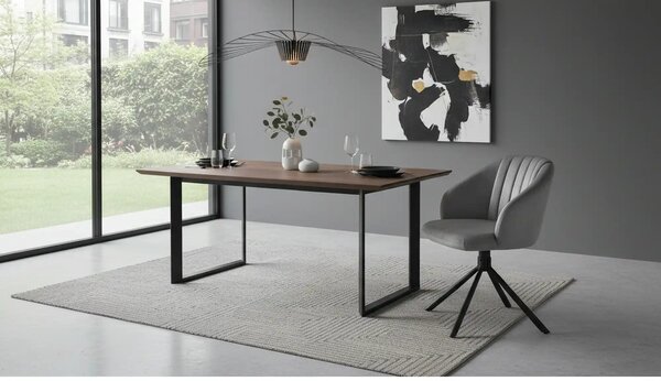 Scaun rotativ K533, gri/negru, stofa clasica/metal, 57x60x80 cm