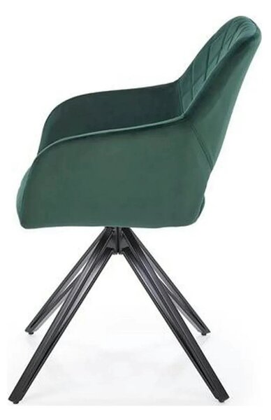 Scaun rotativ K535, verde inchis/negru, stofa catifelata/metal, 57x60x