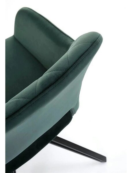 Scaun rotativ K535, verde inchis/negru, stofa catifelata/metal, 57x60x