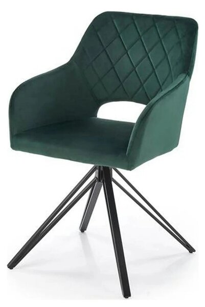 Scaun rotativ K535, verde inchis/negru, stofa catifelata/metal, 57x60x