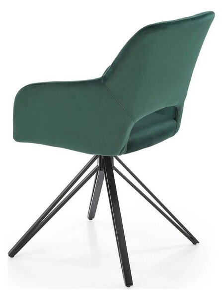 Scaun rotativ K535, verde inchis/negru, stofa catifelata/metal, 57x60x