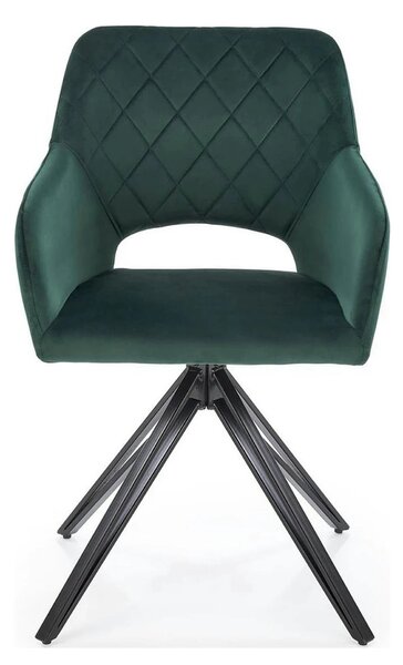 Scaun rotativ K535, verde inchis/negru, stofa catifelata/metal, 57x60x