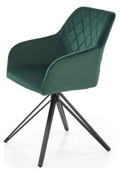 Scaun rotativ K535, verde inchis/negru, stofa catifelata/metal, 57x60x