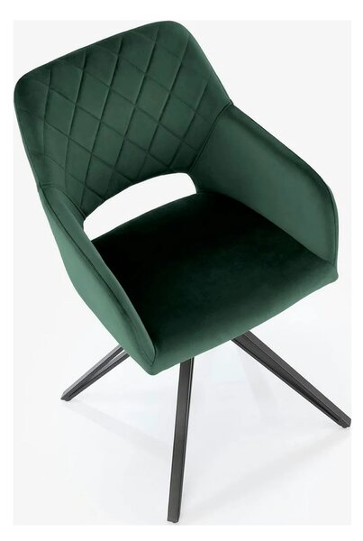 Scaun rotativ K535, verde inchis/negru, stofa catifelata/metal, 57x60x